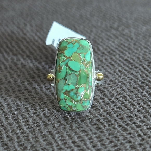 Shivam Rectangular Green💚 Copper Turquoise Statement Ring💍 - NWT - Picture 13 of 16